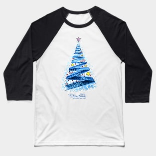 Christmas Watercolor Tree Baseball T-Shirt